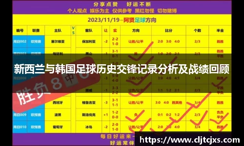 新西兰与韩国足球历史交锋记录分析及战绩回顾